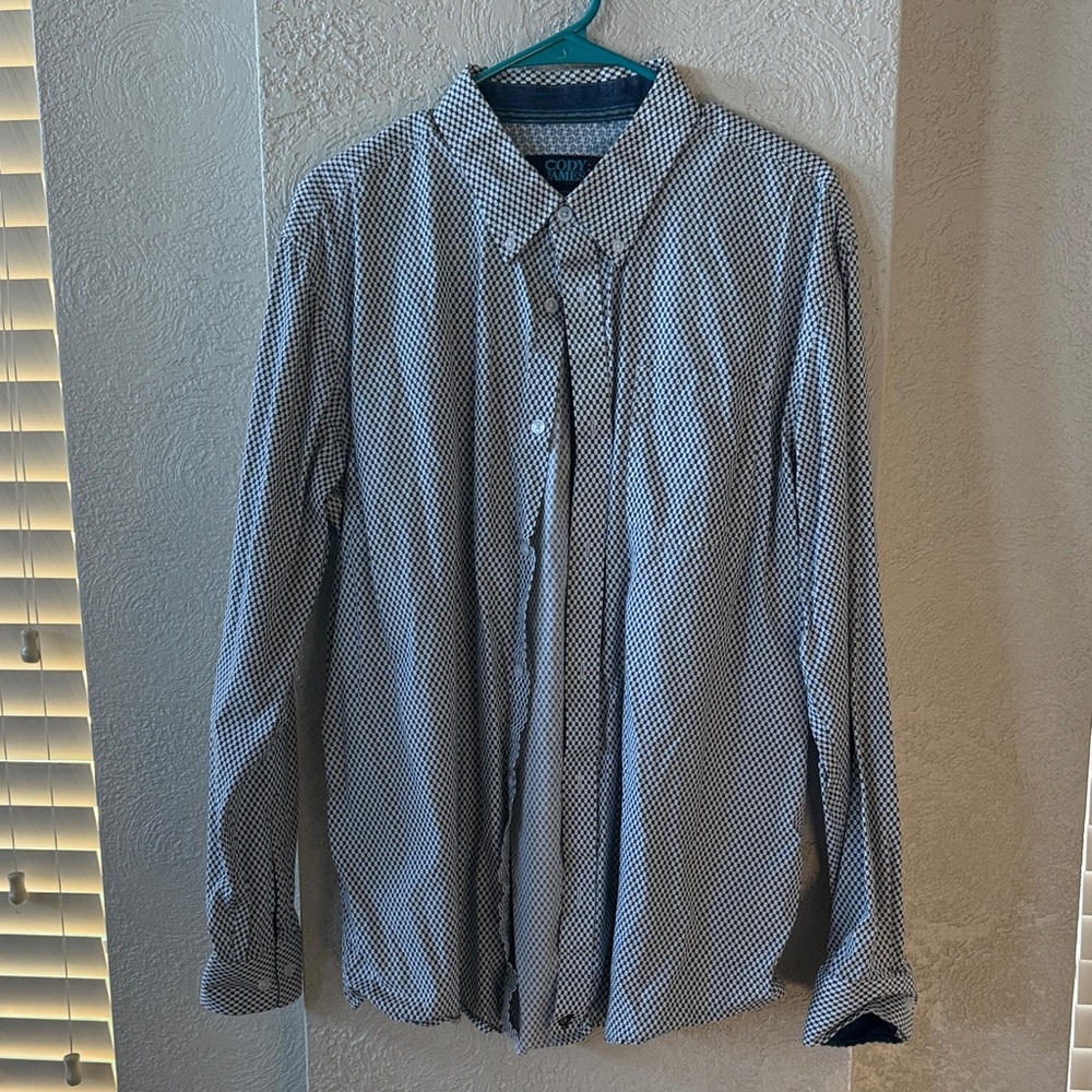 Classic Black and White Patterned Men's Shirt